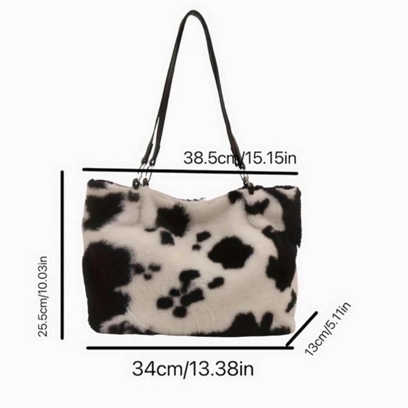 Fuzzy cow print Tote Bag - Picture 4 of 7